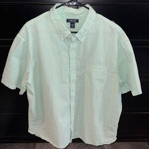 Lands‎ End Men's Short Sleeve Button Down Mint Green Traditional Fit 2XL